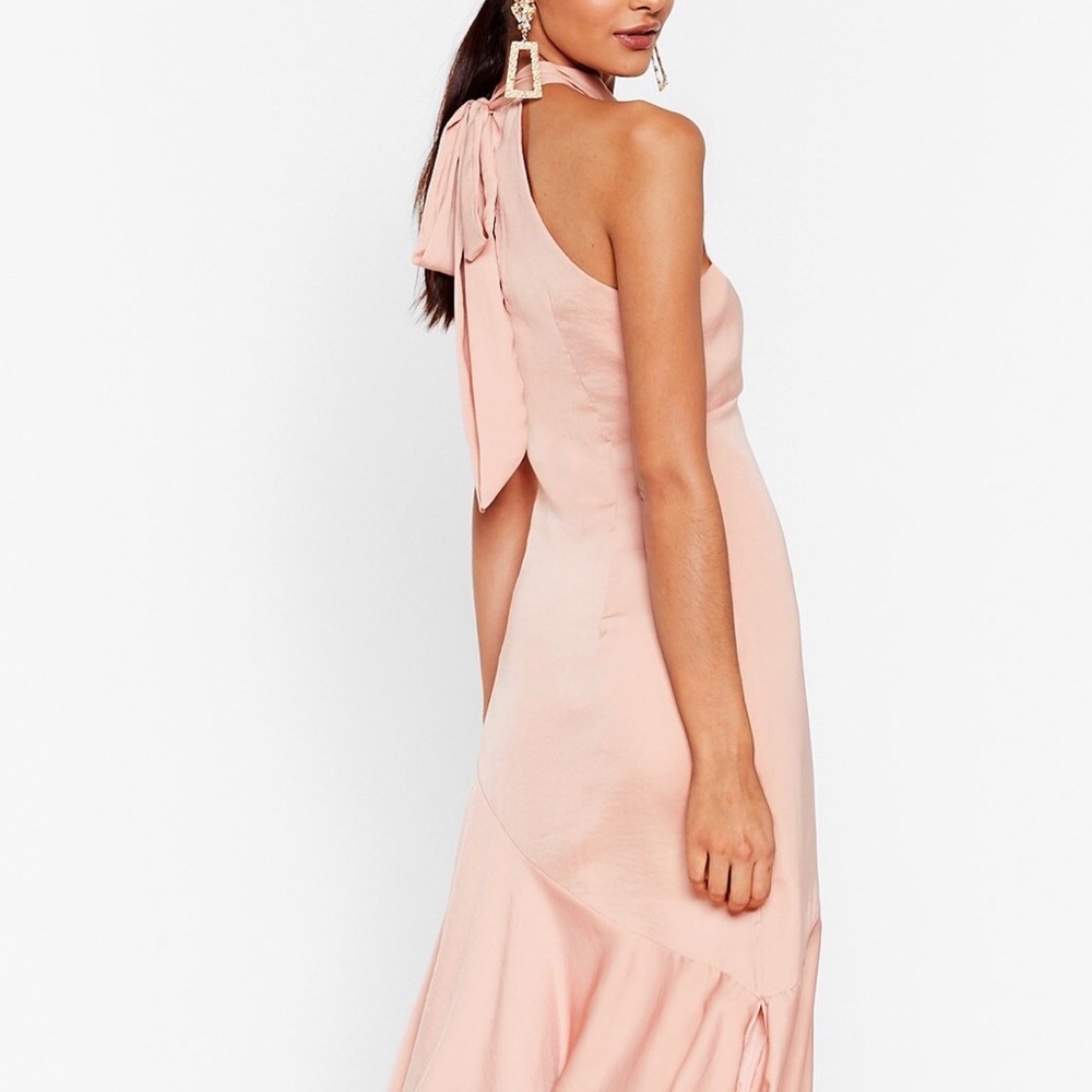 NASTY GAL Halter Neck Maxi Dress, Apricot, Size 6